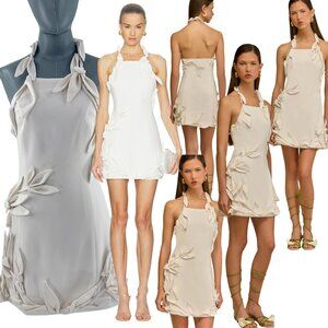 🆕 CULT GAIA 🧿 NWOT Elliana Calla Lily Floral Appliqué Mini, Off White - Sz 00